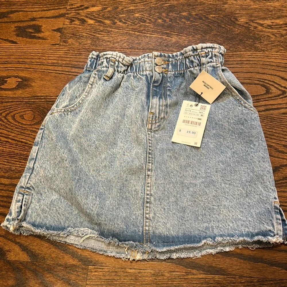 Zara girl paperbag denim skirt NWT
